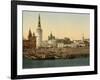 The Kremlin towards the Place rouge, Moscow in Russia, c.1890-c.1900-null-Framed Giclee Print