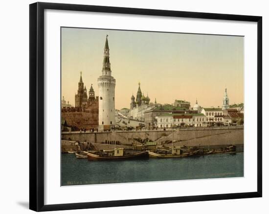 The Kremlin towards the Place rouge, Moscow in Russia, c.1890-c.1900-null-Framed Premium Giclee Print