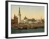 The Kremlin towards the Place rouge, Moscow in Russia, c.1890-c.1900-null-Framed Premium Giclee Print