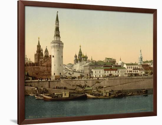 The Kremlin towards the Place rouge, Moscow in Russia, c.1890-c.1900-null-Framed Giclee Print