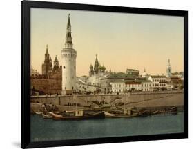 The Kremlin towards the Place rouge, Moscow in Russia, c.1890-c.1900-null-Framed Giclee Print