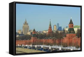 The Kremlin Wall and the Business Center, Moscow, Russia, Europe-Bruno Morandi-Framed Stretched Canvas