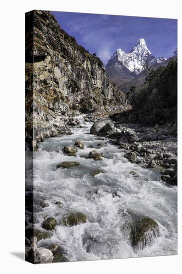 The Kumba Valley in Nepal with Ama Dablam in the Background, Himalayas, Nepal, Asia-John Woodworth-Stretched Canvas