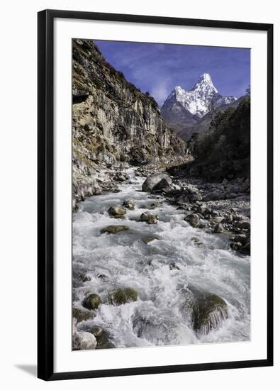 The Kumba Valley in Nepal with Ama Dablam in the Background, Himalayas, Nepal, Asia-John Woodworth-Framed Photographic Print