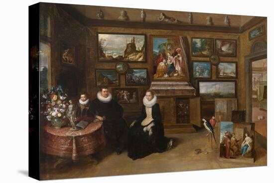 The Kunstkammer with a Married Couple and their Son, First Third of 17th C-Frans Francken the Younger-Stretched Canvas