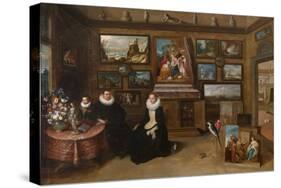 The Kunstkammer with a Married Couple and their Son, First Third of 17th C-Frans Francken the Younger-Stretched Canvas