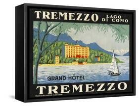 The Label for the Grand Hotel at Tremezzo on Lake Como-null-Framed Stretched Canvas
