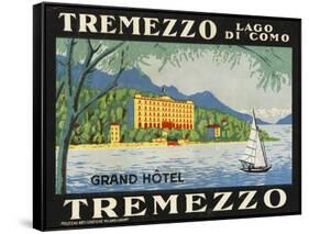 The Label for the Grand Hotel at Tremezzo on Lake Como-null-Framed Stretched Canvas