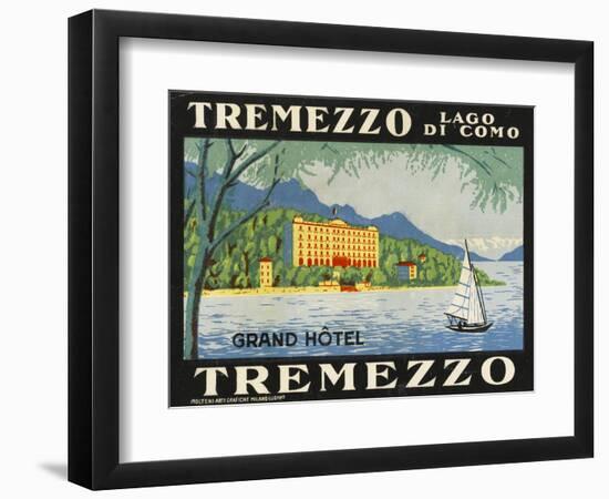 The Label for the Grand Hotel at Tremezzo on Lake Como-null-Framed Premium Giclee Print