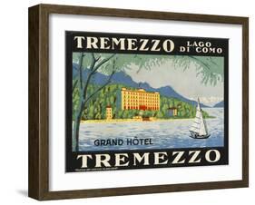 The Label for the Grand Hotel at Tremezzo on Lake Como-null-Framed Premium Giclee Print