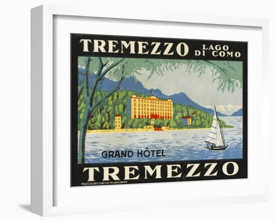 The Label for the Grand Hotel at Tremezzo on Lake Como-null-Framed Premium Giclee Print