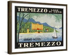 The Label for the Grand Hotel at Tremezzo on Lake Como-null-Framed Giclee Print