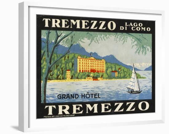 The Label for the Grand Hotel at Tremezzo on Lake Como-null-Framed Giclee Print