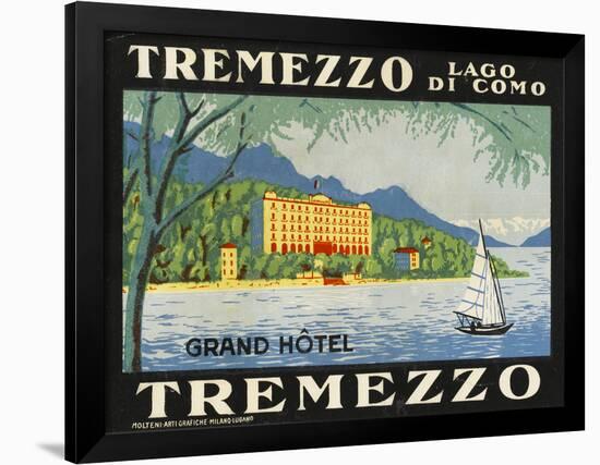 The Label for the Grand Hotel at Tremezzo on Lake Como-null-Framed Giclee Print