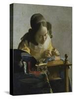 The Lacemaker, about 1665-Johannes Vermeer-Stretched Canvas