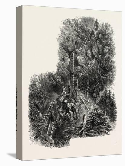 The Ladders of Leuki, Gemmi Pass, Switzerland, the Passes of the Alps, 19th Century-null-Stretched Canvas