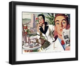 The Lady and the Mug  - Saturday Evening Post "Leading Ladies", August 28, 1954 pg.31-Perry Peterson-Framed Giclee Print