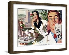 The Lady and the Mug  - Saturday Evening Post "Leading Ladies", August 28, 1954 pg.31-Perry Peterson-Framed Giclee Print