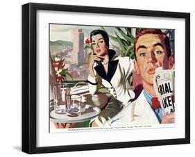 The Lady and the Mug  - Saturday Evening Post "Leading Ladies", August 28, 1954 pg.31-Perry Peterson-Framed Giclee Print