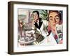 The Lady and the Mug  - Saturday Evening Post "Leading Ladies", August 28, 1954 pg.31-Perry Peterson-Framed Premium Giclee Print