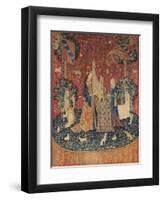 The Lady and the Unicorn: "Hearing"-null-Framed Premium Giclee Print