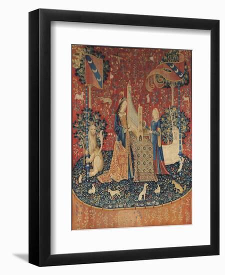 The Lady and the Unicorn: "Hearing"-null-Framed Premium Giclee Print