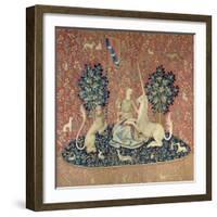 The Lady and the Unicorn, Sight, Between 1484 and 1500-null-Framed Giclee Print