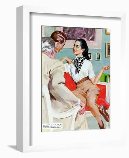 The Lady Broke The Rules  - Saturday Evening Post "Leading Ladies", September 13, 1952 pg.23-Joe de Mers-Framed Giclee Print