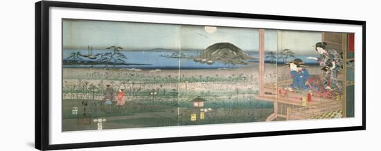 The Lady Fujitsubo Watching Prince Genji Departing in the Moonlight, 1853-Ando Hiroshige-Framed Giclee Print