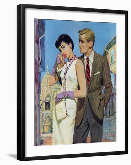 The Lady Had an Angle  - Saturday Evening Post "Leading Ladies", August 20, 1955 pg.21-Coby Whitmore-Framed Giclee Print