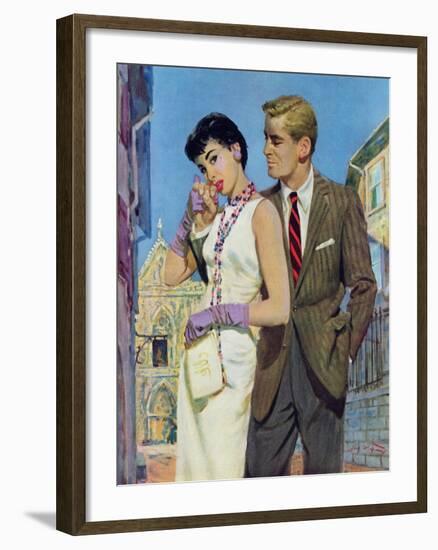 The Lady Had an Angle  - Saturday Evening Post "Leading Ladies", August 20, 1955 pg.21-Coby Whitmore-Framed Giclee Print