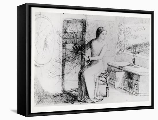 The Lady of Shalott, 1853 (Ink on Paper) (B/W Photo)-Elizabeth Eleanor Siddal-Framed Stretched Canvas