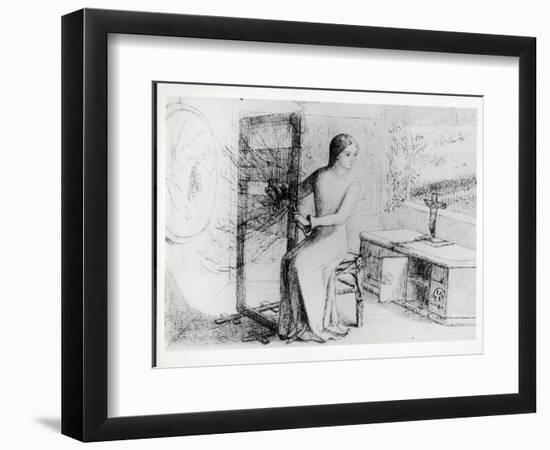 The Lady of Shalott, 1853 (Ink on Paper) (B/W Photo)-Elizabeth Eleanor Siddal-Framed Giclee Print