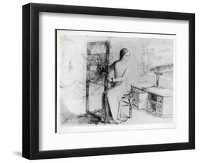 The Lady of Shalott, 1853 (Ink on Paper) (B/W Photo)-Elizabeth Eleanor Siddal-Framed Giclee Print