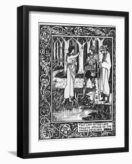 The Lady of the Lake Telleth Arthur of the Sword Excalibur, Illustration from 'Le Morte D'Arthur'-Aubrey Beardsley-Framed Giclee Print