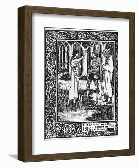 The Lady of the Lake Telleth Arthur of the Sword Excalibur, Illustration from 'Le Morte D'Arthur'-Aubrey Beardsley-Framed Giclee Print