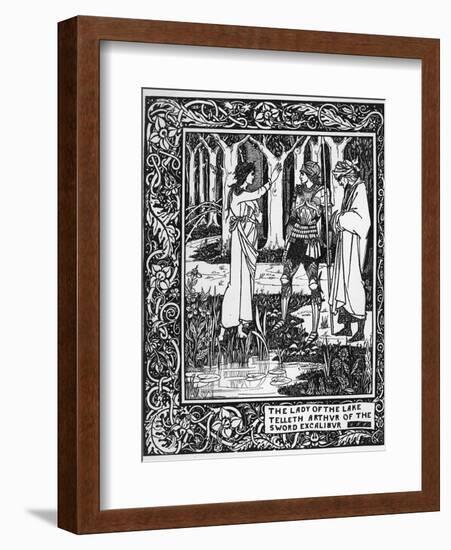 The Lady of the Lake Telleth Arthur of the Sword Excalibur, Illustration from 'Le Morte D'Arthur'-Aubrey Beardsley-Framed Giclee Print