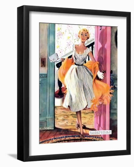 The Lady's Future - Saturday Evening Post "Leading Ladies", February 6, 1954 pg.34-Ernest Chiriaka-Framed Premium Giclee Print