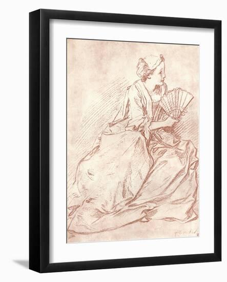 'The Lady with the Fan', 18th century-Francois Boucher-Framed Giclee Print