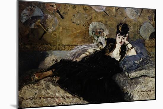 The Lady with the Fans, c.1873-Edouard Manet-Mounted Giclee Print