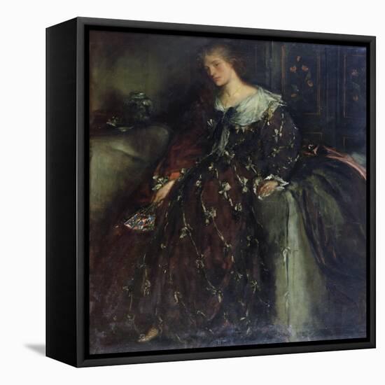 The Lady with the Green Fan, Portrait of Mrs Hacon-Charles Haslewood Shannon-Framed Stretched Canvas