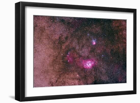 The Lagoon Nebula and Trifid Nebula in the Constellation Sagittarius-null-Framed Photographic Print