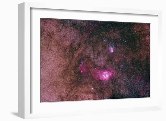 The Lagoon Nebula and Trifid Nebula in the Constellation Sagittarius-null-Framed Photographic Print