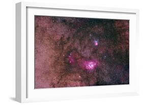 The Lagoon Nebula and Trifid Nebula in the Constellation Sagittarius-null-Framed Photographic Print