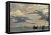 The lagoon of Venice-Richard Parkes Bonington-Framed Stretched Canvas