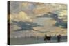 The lagoon of Venice-Richard Parkes Bonington-Stretched Canvas