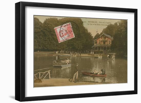 The Lake and the Chalet Robinson, Bois de La Cambre, Brussels. Postcard Sent in 1913-Belgian Photographer-Framed Giclee Print