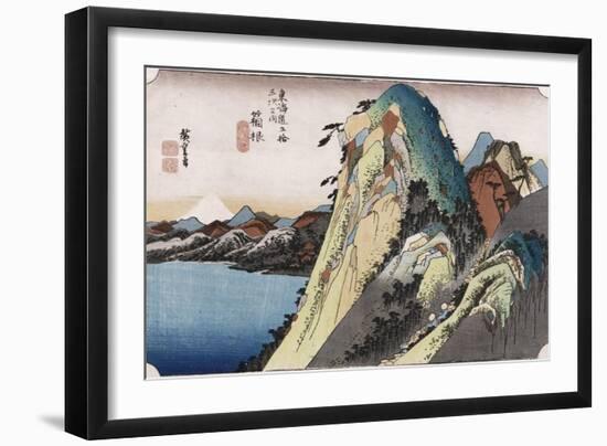 The Lake at Hakone', from the Series 'The Fifty-Three Stations of the Tokaido'-Ando Hiroshige-Framed Giclee Print