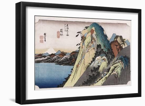 The Lake at Hakone', from the Series 'The Fifty-Three Stations of the Tokaido'-Utagawa Hiroshige-Framed Giclee Print