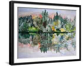 The Lake at Sunset, Bremes Les Ardres, 2000-Joan Thewsey-Framed Giclee Print